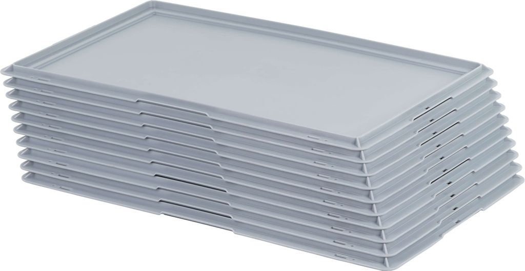10 Stück Deckel für Eurokasten 60 x 40 cm E1 E2 E3 Grau