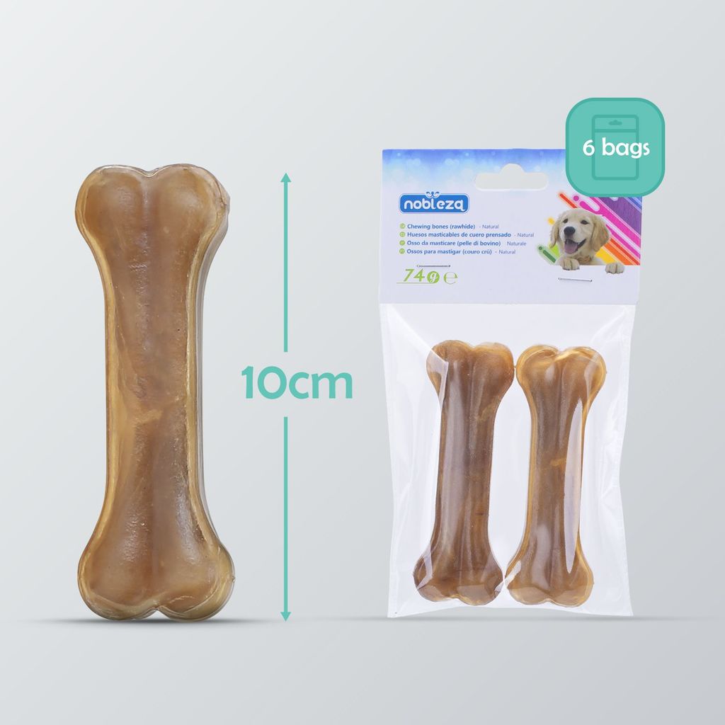 Hunde Kauknochen 10CM x 2 Stück, 100% natürliche rinderhautknochen und hundeknochen für kleine Hunde, Dog Bones proteinreiche