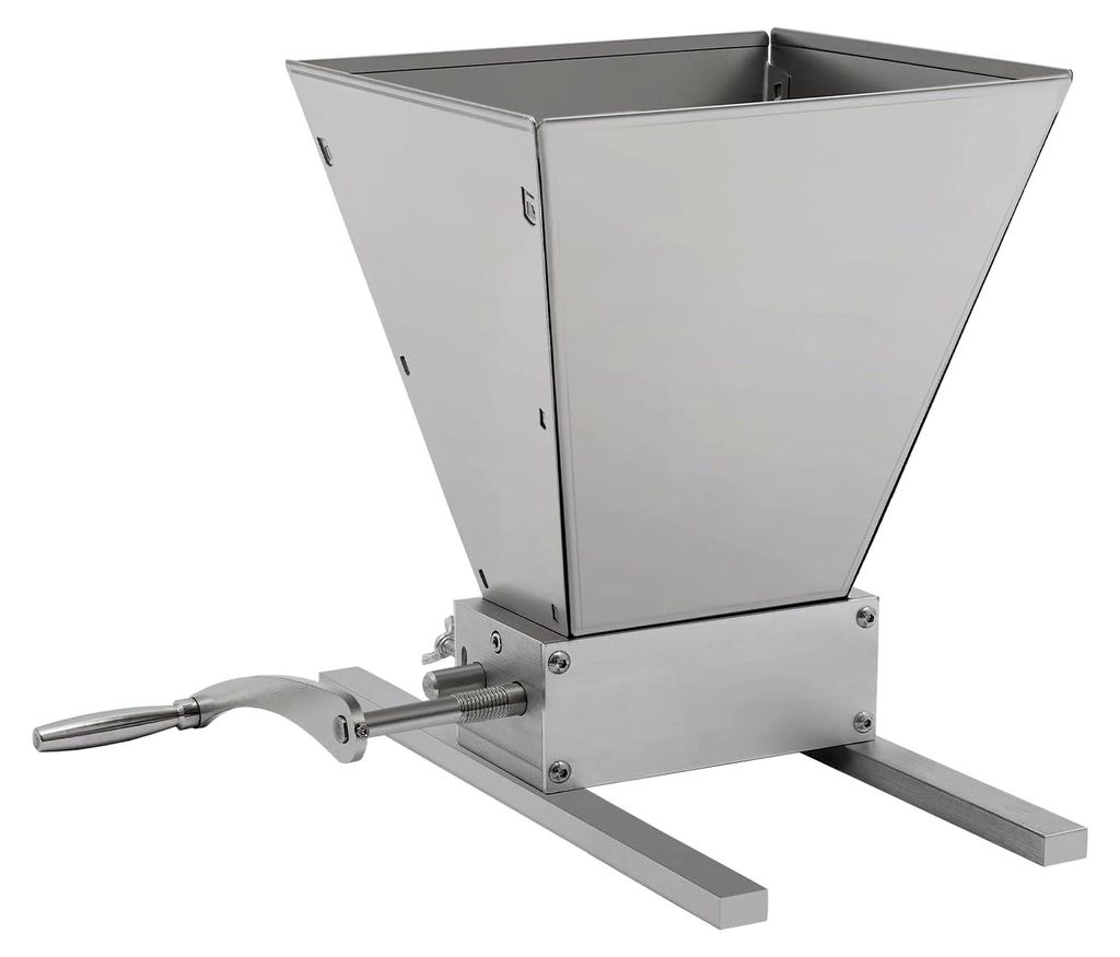 4L Manuelle Getreidebrecher Malzmühle Schrotmühle mit 2 Aluminiumstangen, einstellbarer Walzenabstand für das Mahlen von Gerste, Weizen und ande...