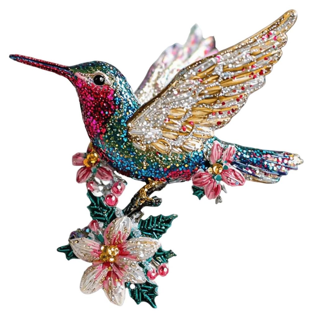 Acryl-Kolibri-Hängedekoration für drinnen und draußen, Garten, Fenster, Wandbehang, 2D-flache Blume, buntes Vogelornament