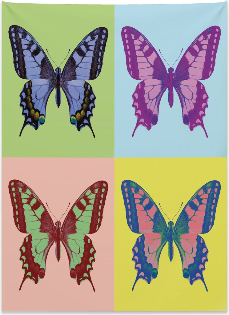 Abakuhaus Schmetterling Wandteppich, Pop Art Schwalbenschwanz aus Weiches Mikrofaser Stoff Kein Verblassen Klare Farben Waschbar, 110 x 150 cm, Meh...