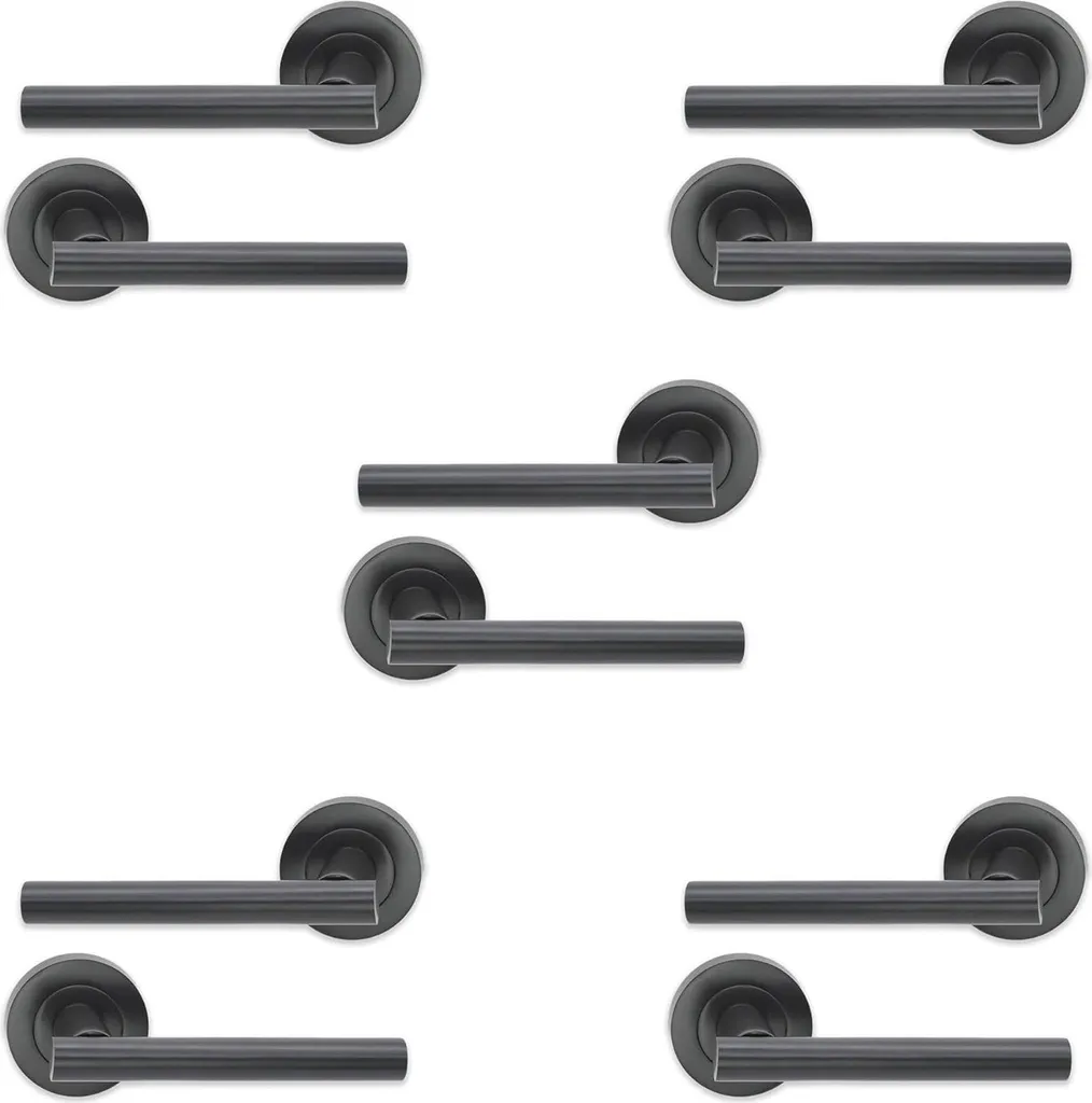 Poignée de porte Gun Metal Grey T Bar - Lot de 5 pour rénovation facile