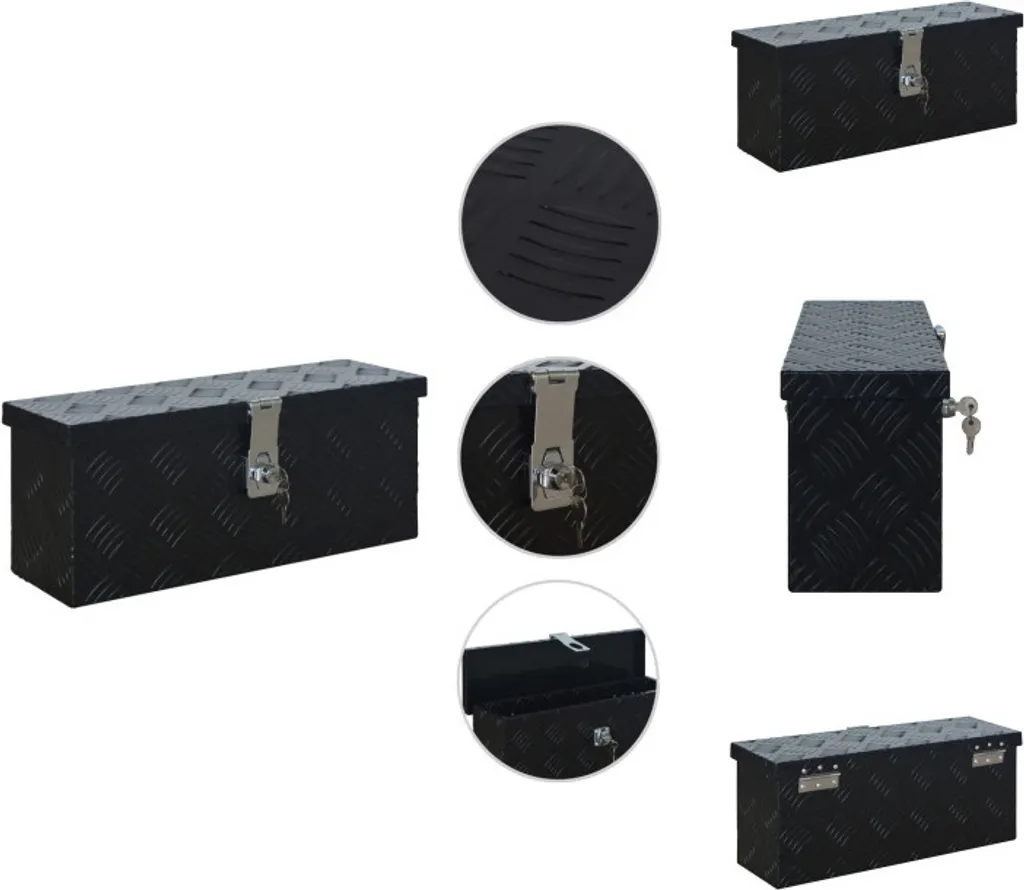 Caisse à outils aluminium anti-choc noire 48 cm pour ranger et protéger