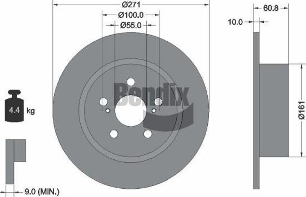 BENDIX Braking BDS2080 Bremsscheibe OE 4243105040 kompatibel mit Avensis