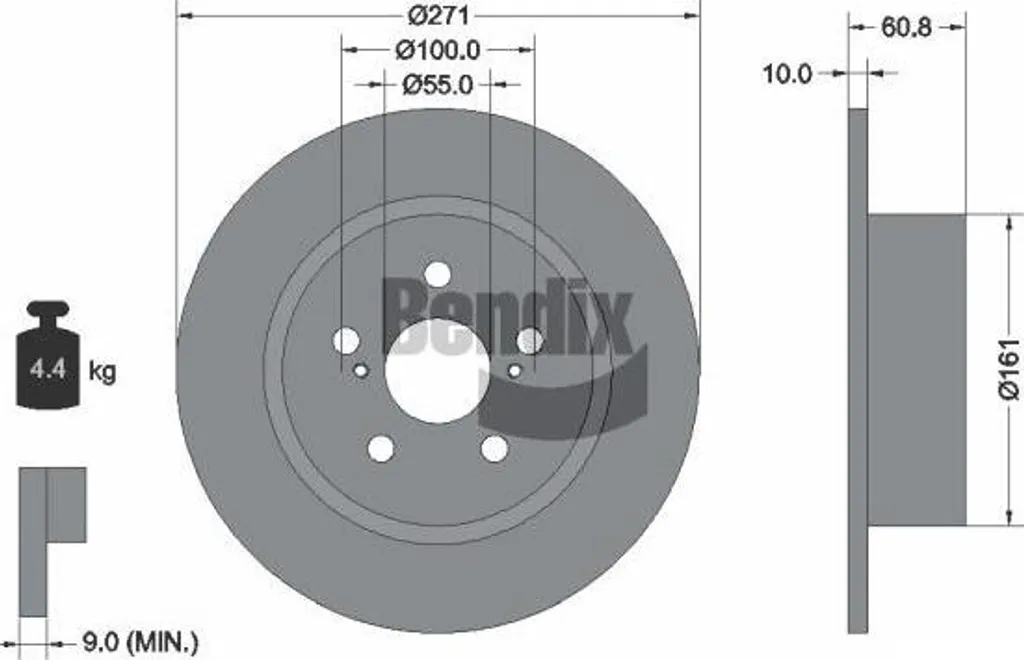 Disque de frein BENDIX BDS2080 OE 4243105040 pour Toyota Avensis