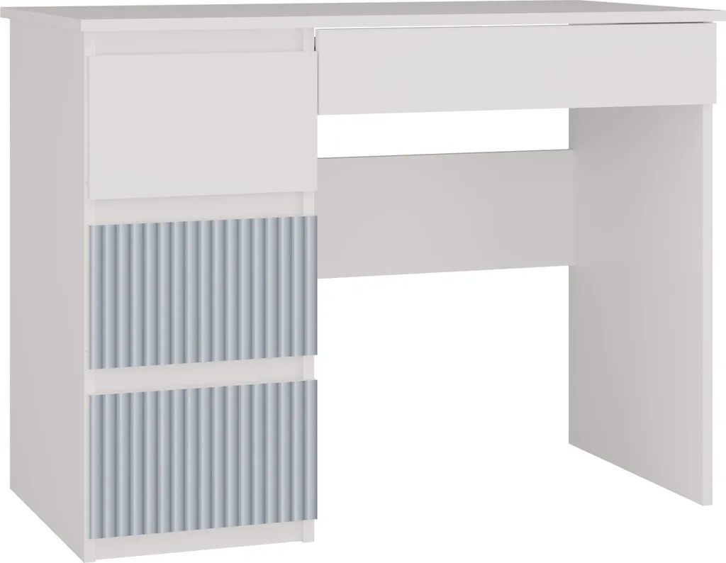 Bureau enfant ergonomique blanc et bleu avec retour gauche DUSTER