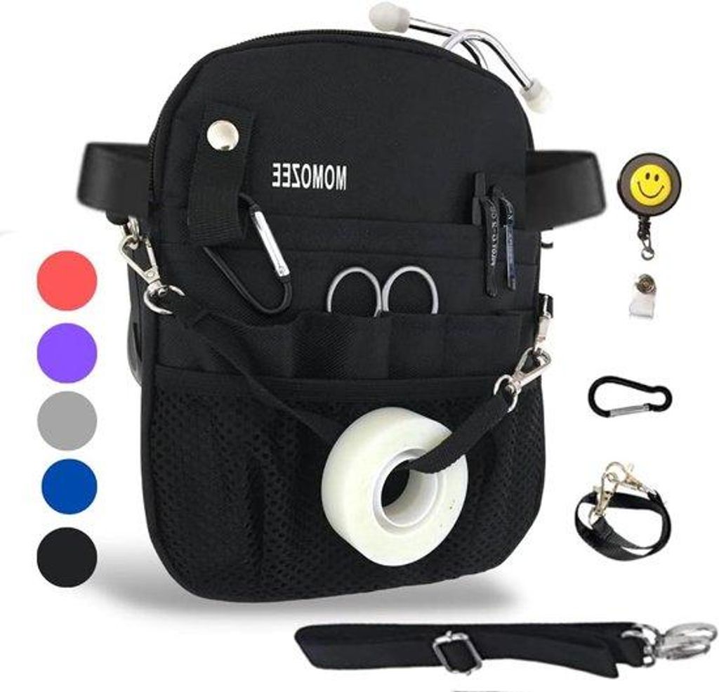 Nurse Headtasche - Medizinaler Pouch - Werkzeug Organizer - Wassertauglich Nylon - Groß - Schwarz