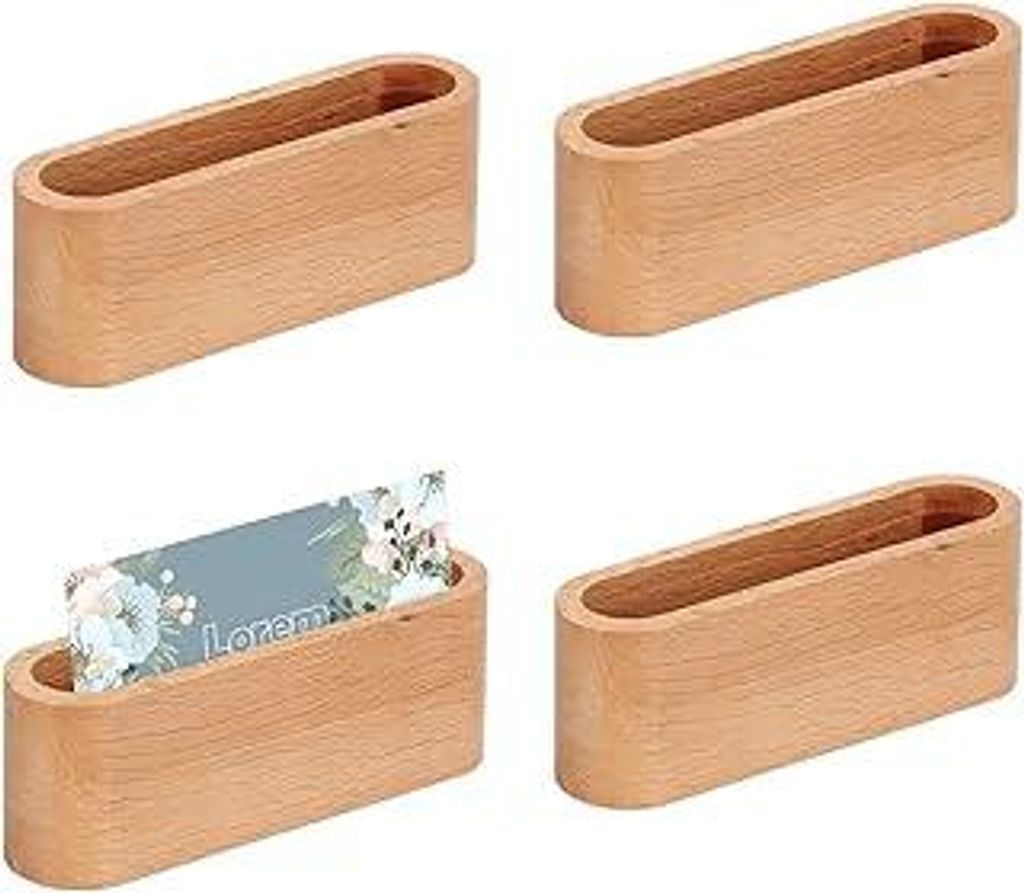 YMTWSRY Visitenkartenhalter Holz, 4 Stück Kreative Hölzerne Visitenkartenständer Hochstabil Visitenkarten Halter für Ausstellung Messe Empfang ...