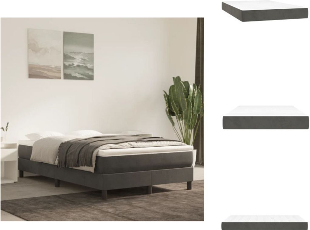 vidaXL Taschenfederkernmatratze Dunkelgrau 120x200x20 cm Samt - Matratzen