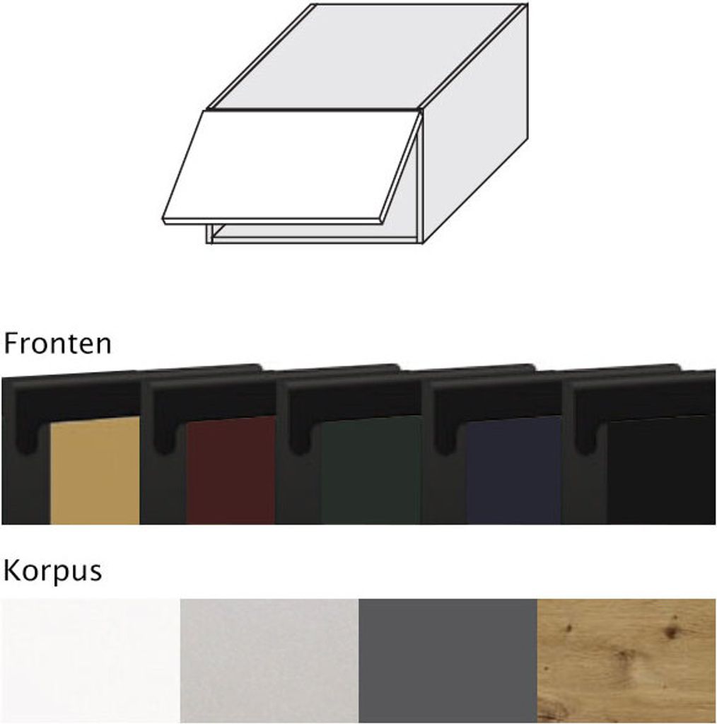 Aufsatzschrank VELDEN 60x59x36cm grifflos super matt Farbe Korpus dab artisan Front smaragdgrün (VE-W6B/60)