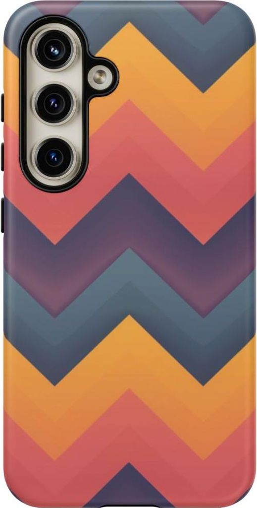 Zickzack-Design mit Farbverlauf in Lila und Orange – Hülle Kompatibel mit Samsung Galaxy S24