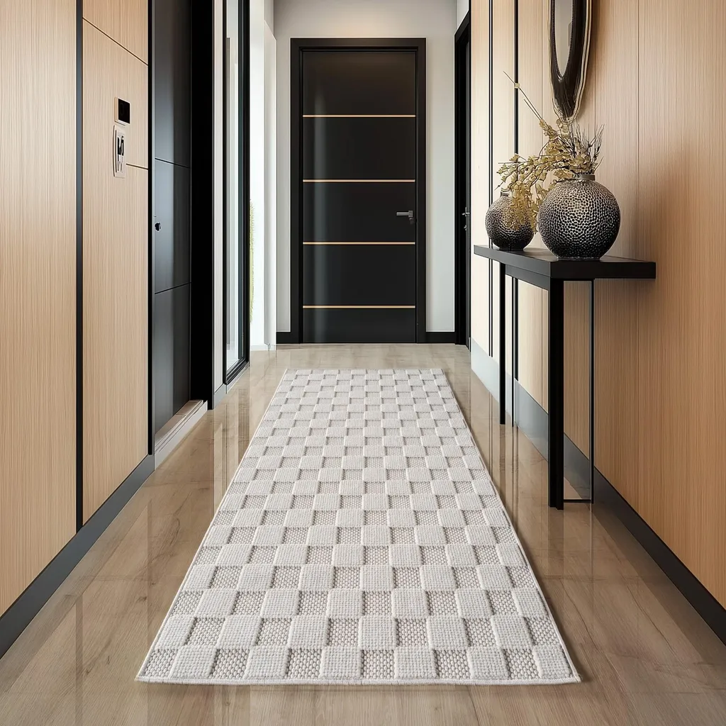 Tapis Helix 3D Crème 80x250 cm : Égayez vos Sols Mornes avec Élégance