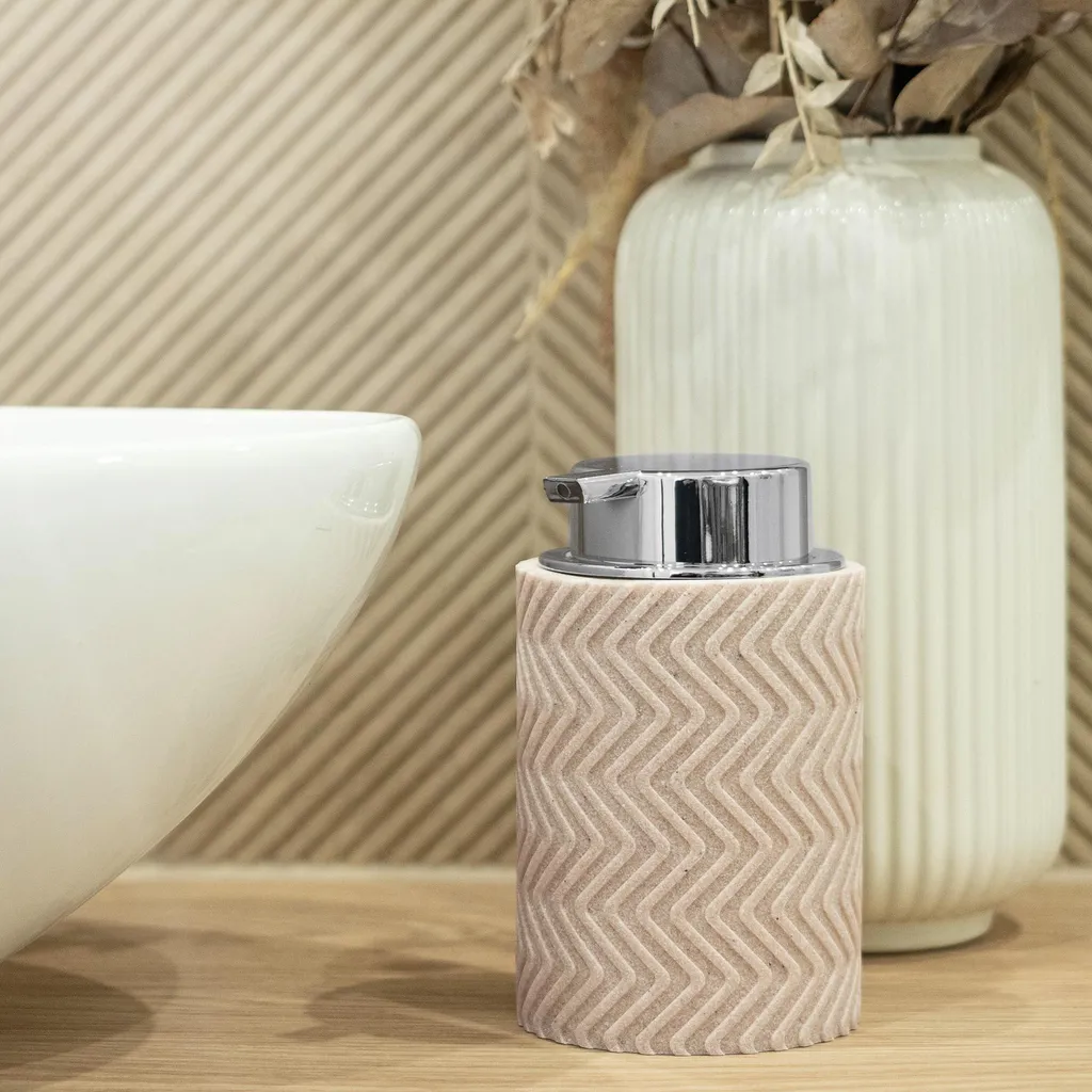 Distributeur savon pompe anti-gaspillage KADAX en polyrésine beige durable - 2