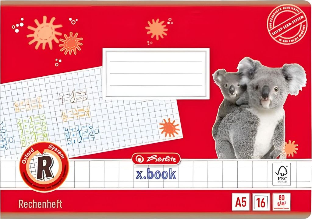 Herlitz Rechenheft x.book DIN A5 quer Lineatur R / kariert Produktbild 