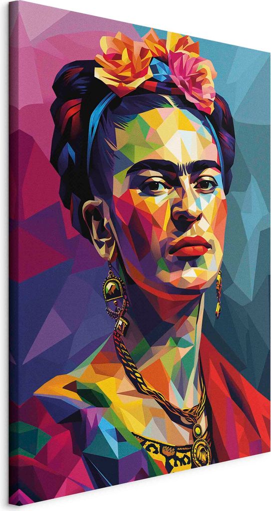 Wandbilder XXL Frida Kahlo 60x90 cm 1 tlg Wand Deko Leinwand Bilder Groß Wohnzimmer Picasso-Stil Frau Porträt Abstraktion h-H-10046-b-a