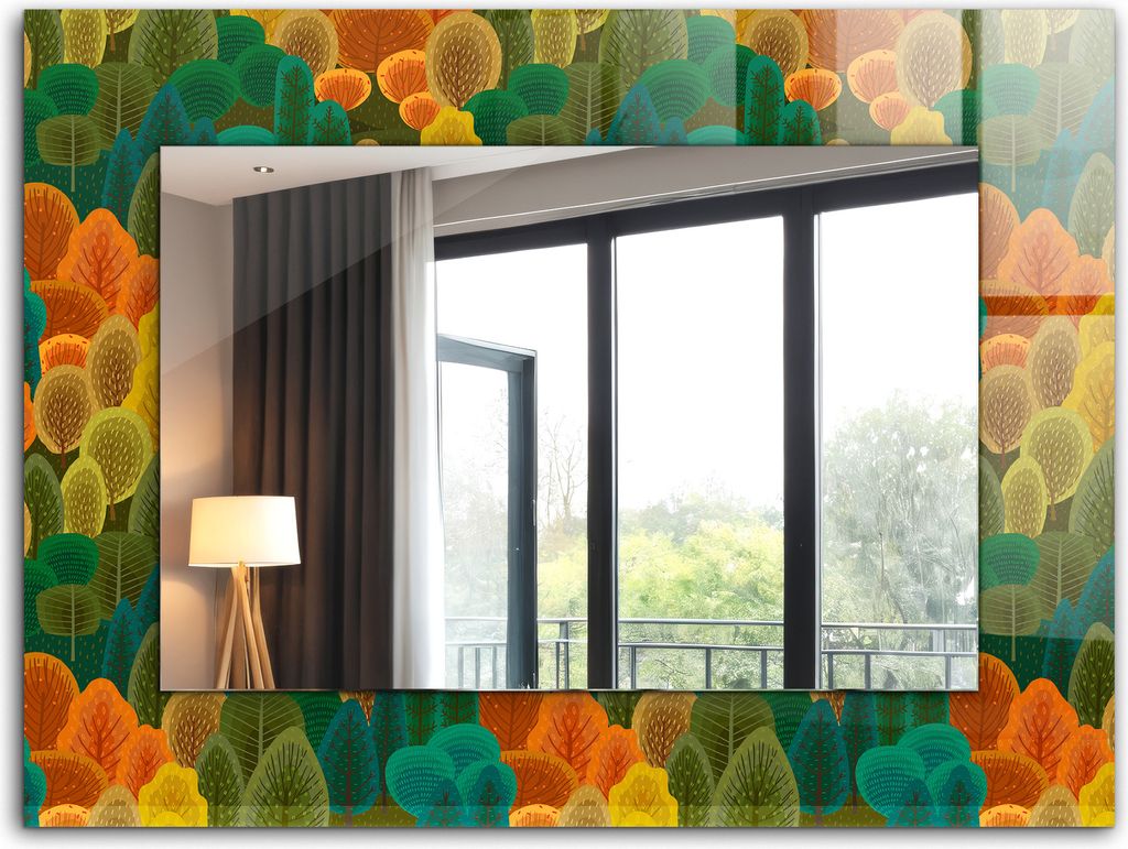 Dekorativer Wandspiegel - Bedruckter Spiegel - Motiv - 80x60 cm - Herbstbäume