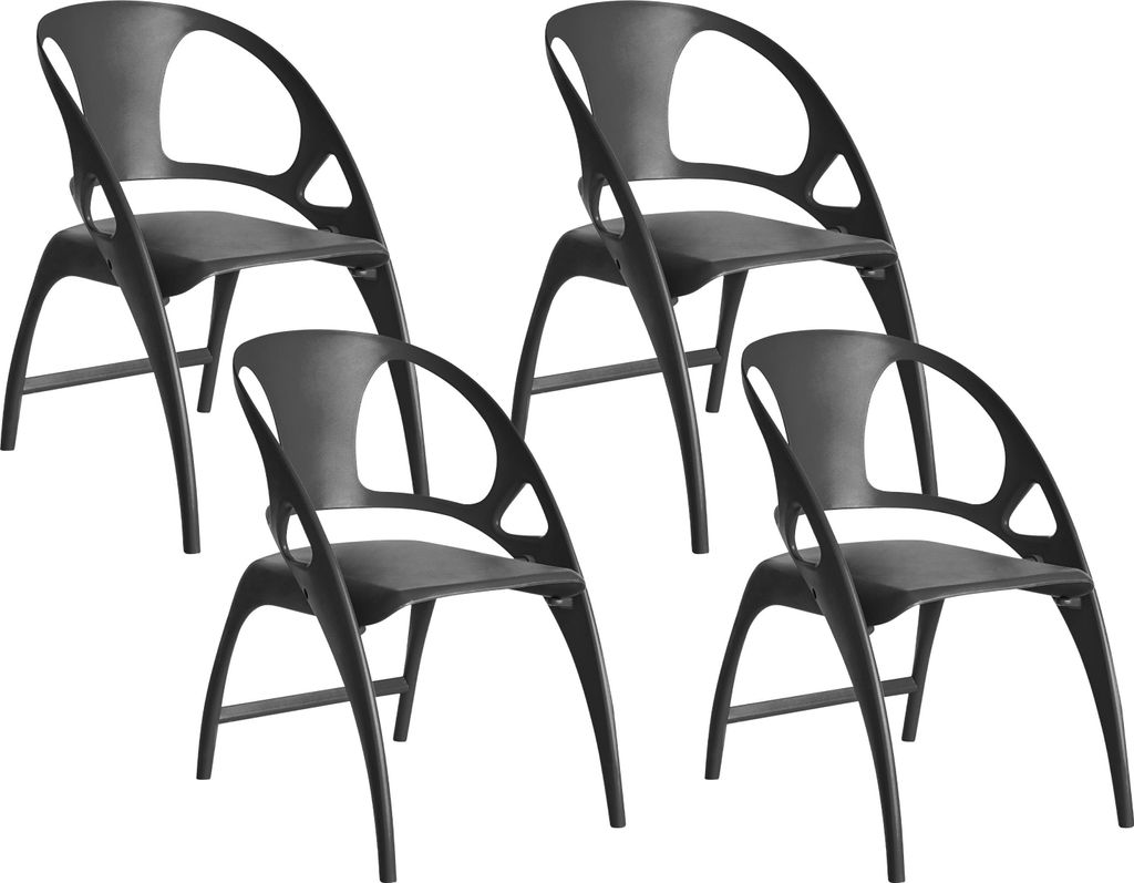 BELIANI Gartenstuhl 4er Set Schwarz Kunststoff Zusammenkappbar Modernes Design Plastikstuhl Innen- & Außen Klappstuhl Esszimmerstuhl Kunststoffstuhl