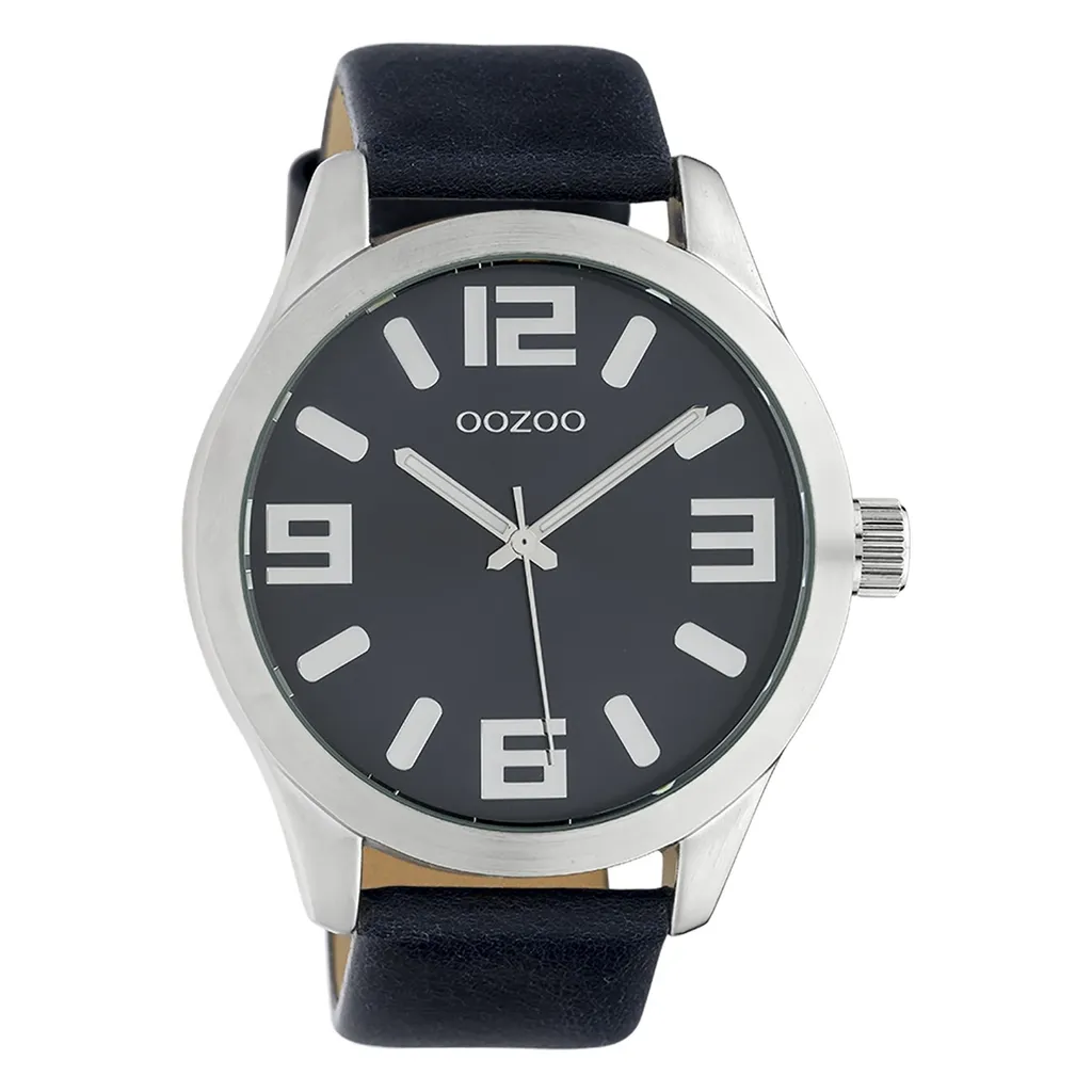 Montre Oozoo Timepieces C10236 - Bracelet en Cuir Bleu Foncé et Quartz