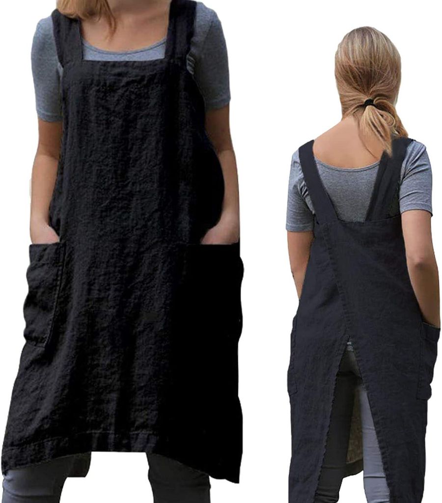 Damenschürze mit Taschen für Arbeit, Gartenarbeit, Kochen, Malen und Backen