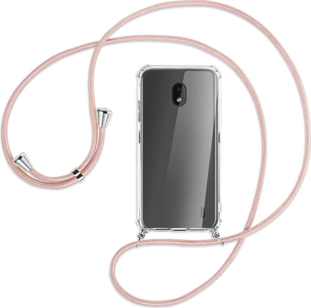 Handykette Backcover-Schutzhülle mit Band (Metall silberfarben) für Nokia 2.2 - roségold