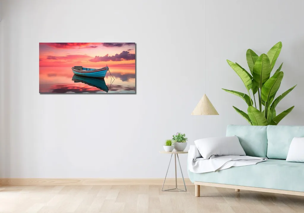 Quadro 100x50 cm Calma prima della pesca | Tela Moderna Mare - 2