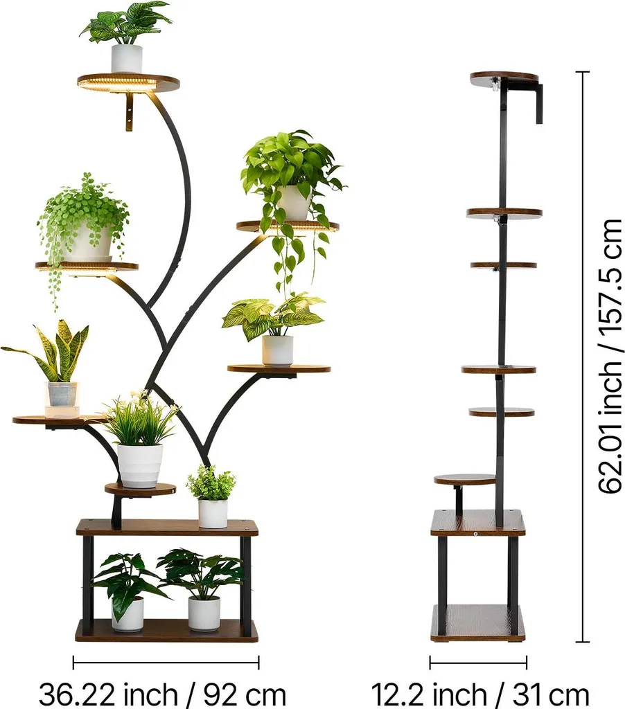 SucceBuy Étagère pour plantes avec lampes de croissance LED 8 niveaux