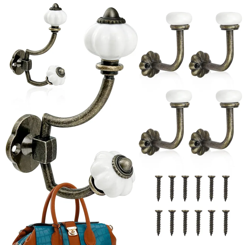 Patères pour Armoire et Cuisine, Lot de 6 Crochets Bronze Rétro Chic