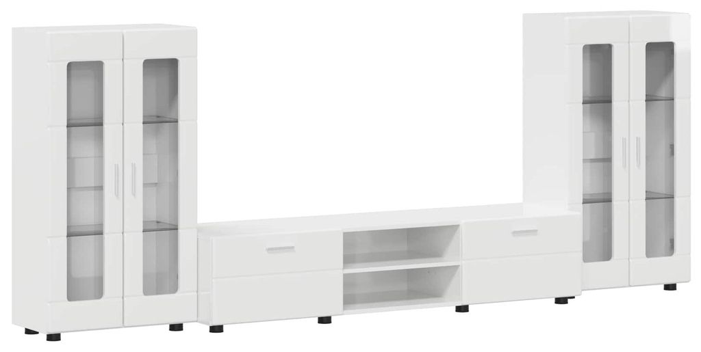 TV-Schrankset mit Tür FLORIN 3 pcs Hochglanz Weiß Holzwerkstoff