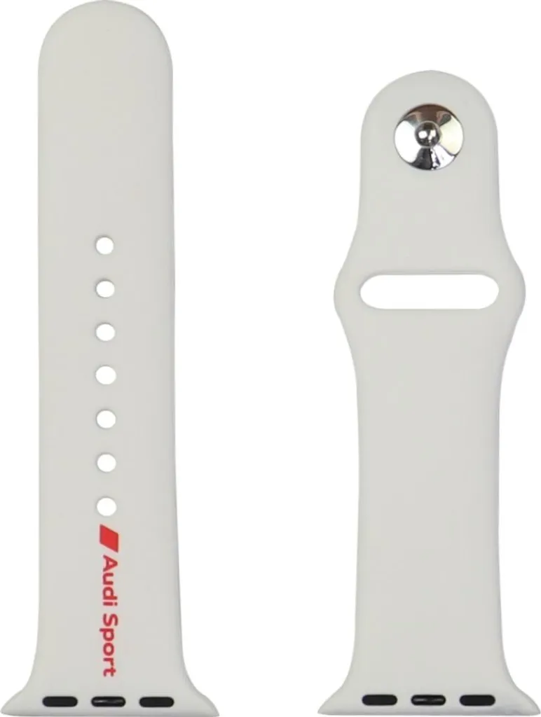 Audi Sport Logo Rosso Cinturino in Silicone per Apple Watch 40/41/42Mm Bianco