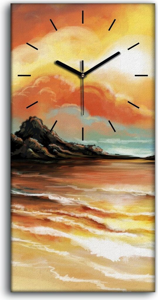 Leinwand Wanduhr Wandkunst Uhr 30x60 Malerei Abstraktes Meer Wellen Wolken Kunst - schwarze Hände