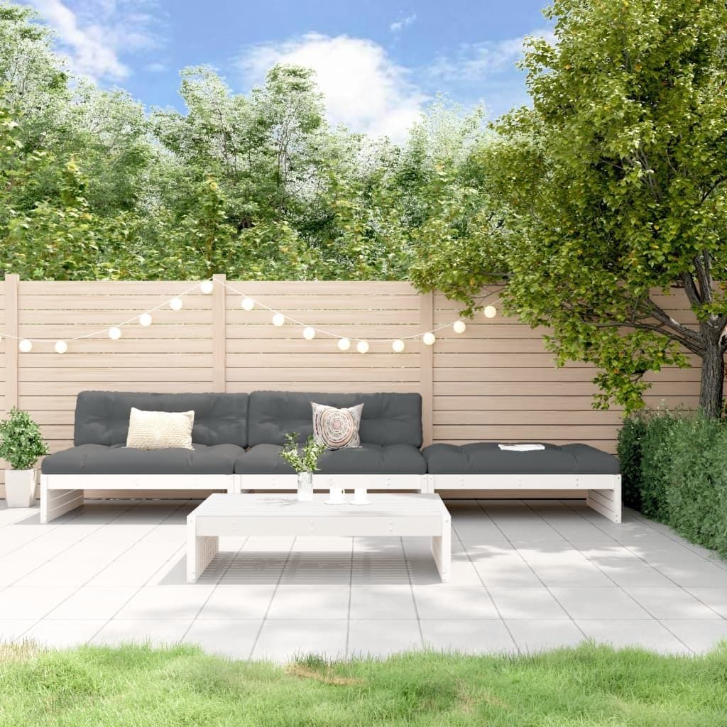 "2026 Promotion" 4-tlg. Garten-Lounge-Set - Sitzgruppe - mit Kissen - Weiß Massivholz - Gartenmöbelset CC9798