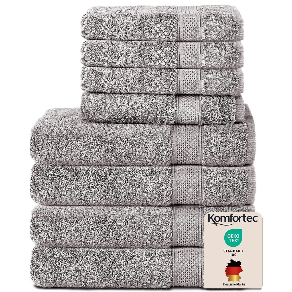 Komfortec 8er Handtuch Set aus 100% Baumwolle, 4 Badetücher Produktbild 
