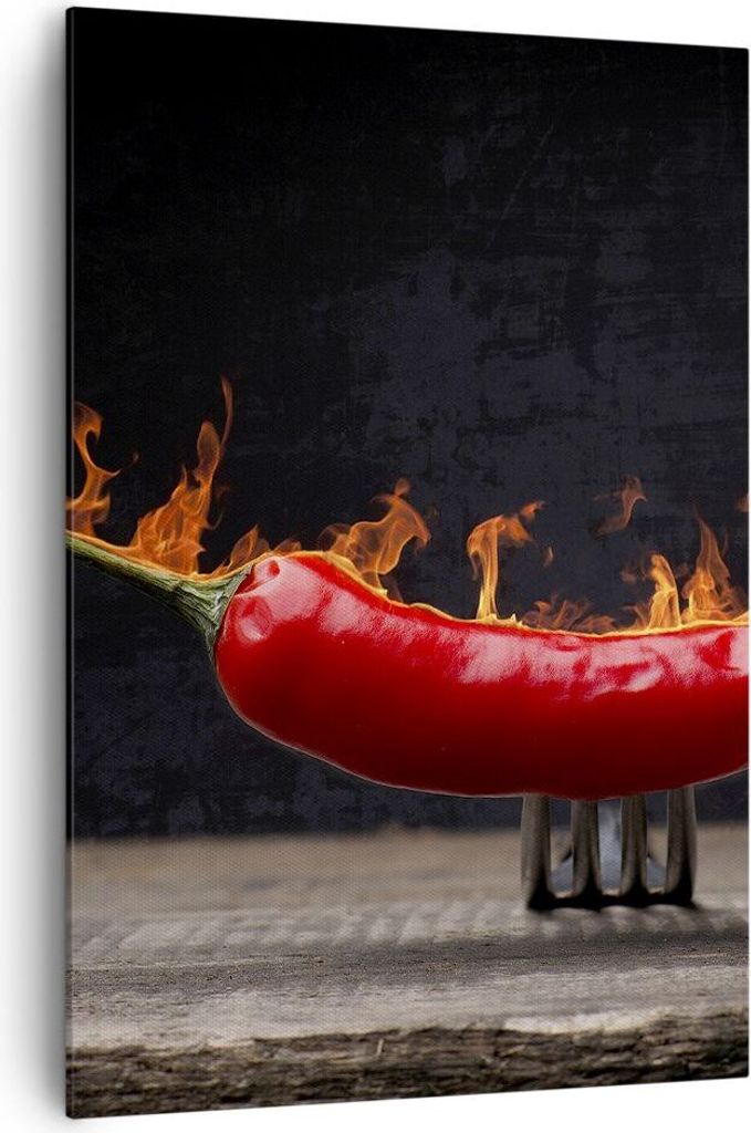 Bild auf Leinwand - Leinwandbild - Einteilig - Chili Paprika Bio Landwirtschaft - 70x100cm - Wand Bild - Wandbilder - Leinwanddruck - Wanddekoratio...