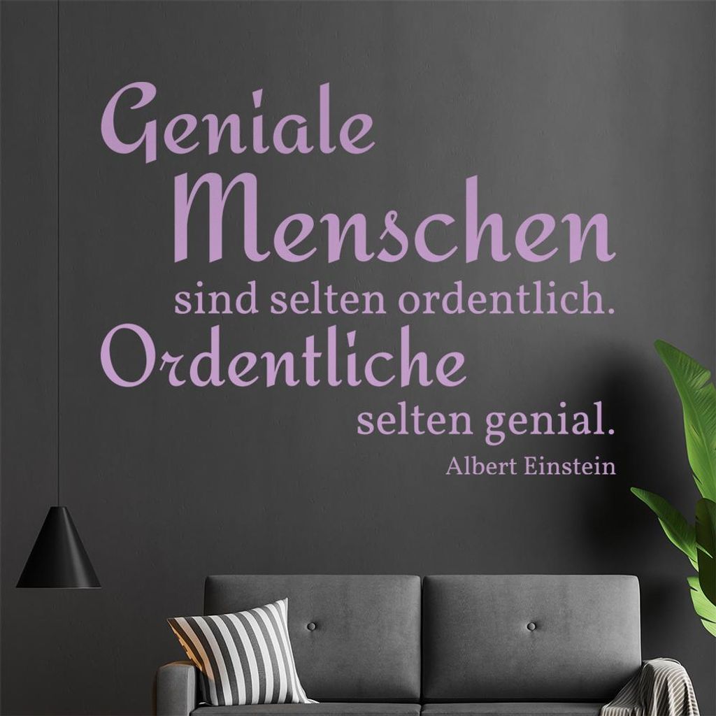 Geniale Menschen sind selten ordentlich... Wandtattoo in 6 Größen - Wandaufkleber Wall Sticker - Dekoration, Küche, Wohnzimmer, Schlafzimmer, Ba...