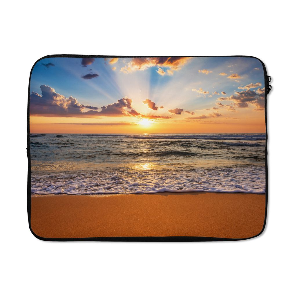 MuchoWow Laptop Hülle 17 Zoll Laptoptasche Strand - Sonnenuntergang - Meer - Wolken - Horizont - Zipper - Schutzabdeckung