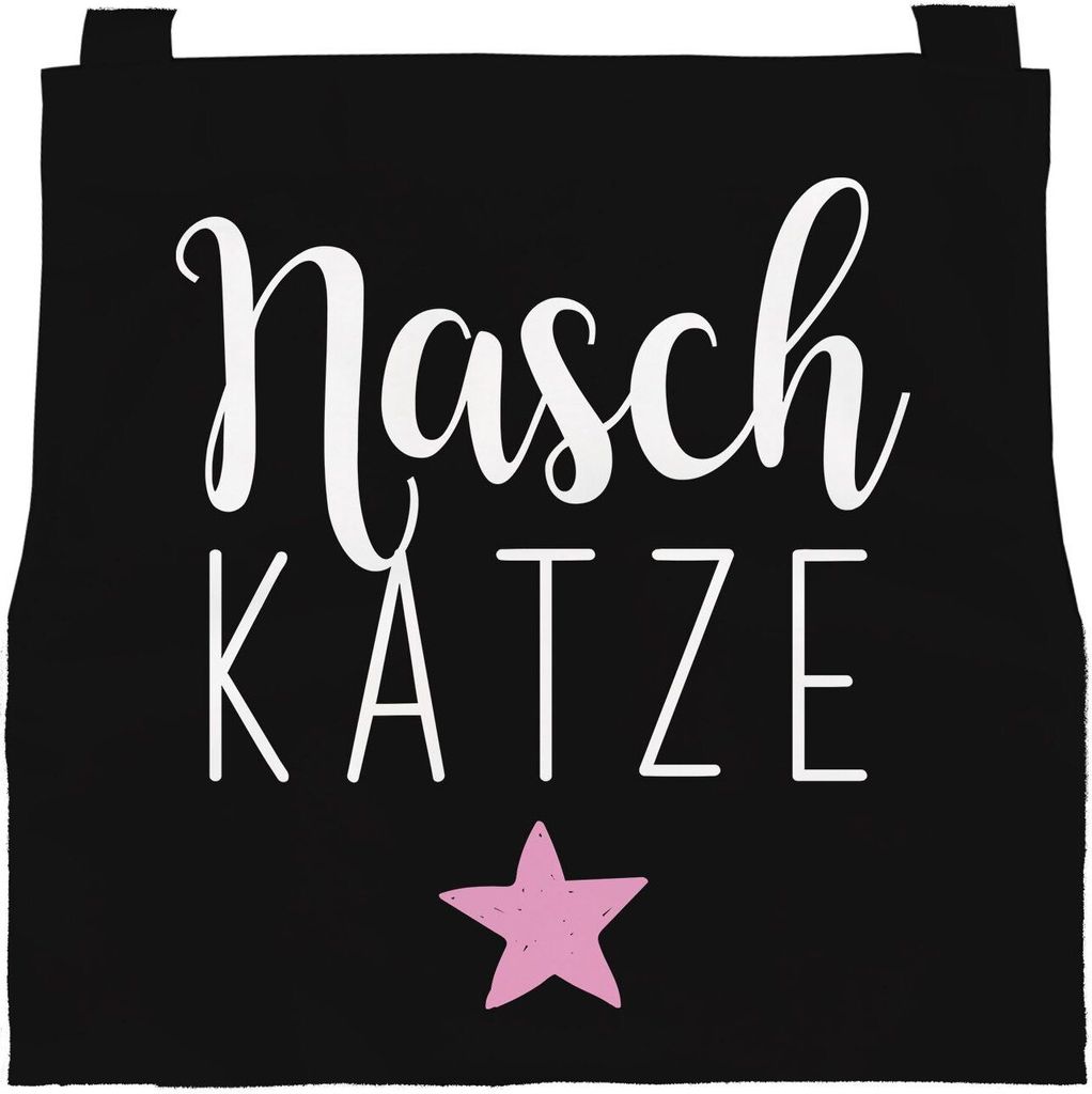Kinderschürze mit Spruch Naschkatze Stern Kochschürze für Kinder Geschenk für Mädchen SpecialMe schwarz 6-10 Jahre