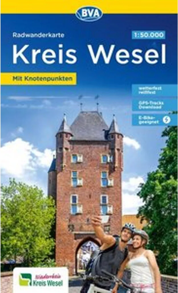 Carte cyclotourisme Wesel 1:50.000 compatible VAE avec points de jonction