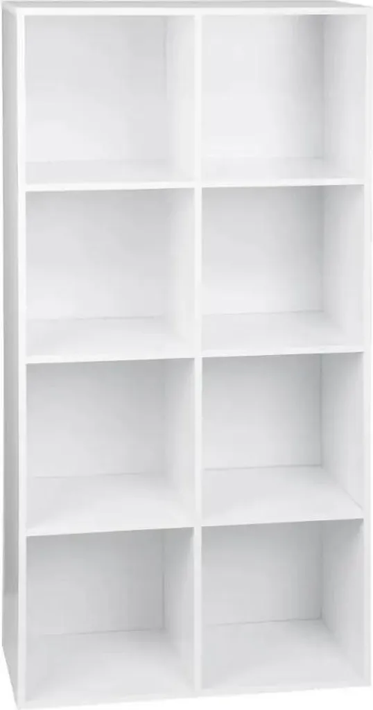 Bibliothèque pour chambre d'enfant et bureau, étagère bois blanc 8 niches