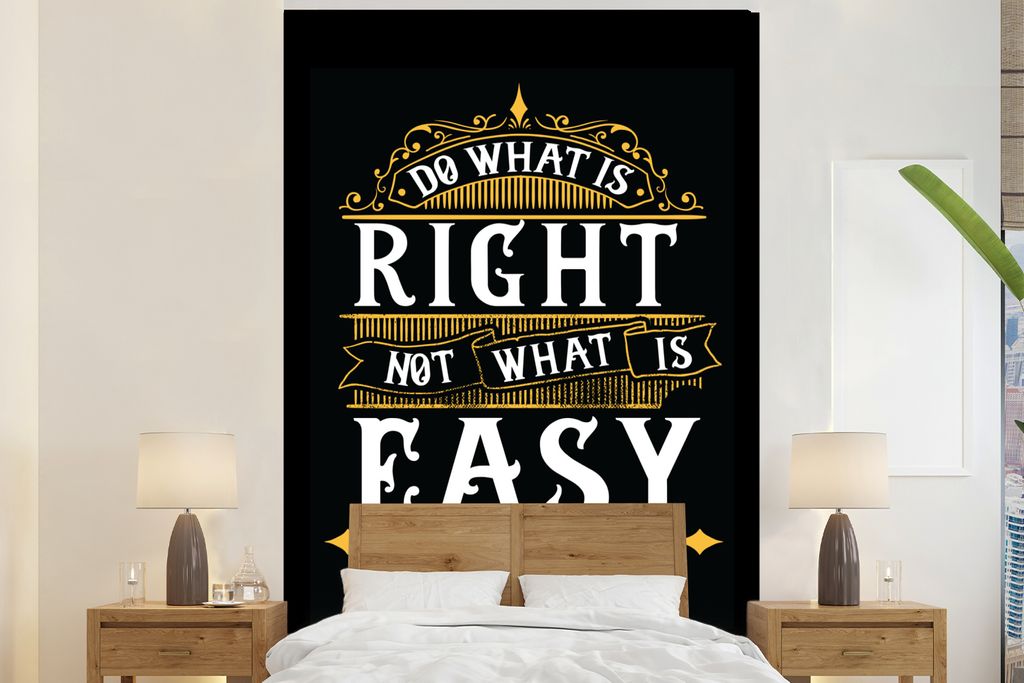 MuchoWow Fototapete für Wohnzimmer oder Schlafzimmer Wandtapete Vinyl Motivtapete Briefe - Retro - Gold - Zitat - 225x350 cm - Schlafzimmer tapete