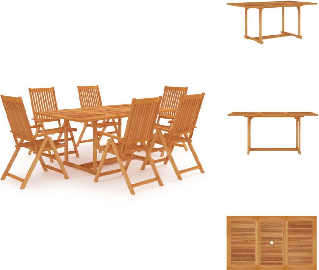 vidaXL 7-tlg. Garten-Essgruppe Massivholz Teak - Gartenmöbel-Sets