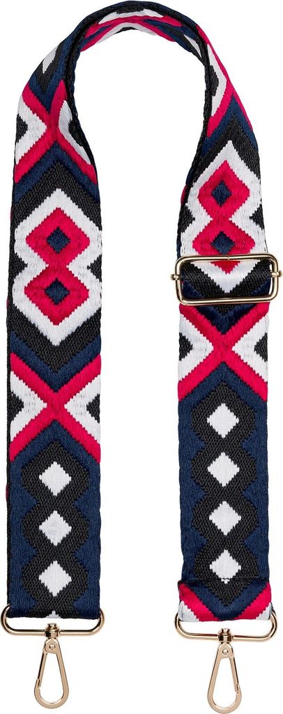 styleBREAKER Taschen Schulterriemen verstellbar mit buntem Ethno Muster, Wechsel Taschengurt, Karabiner, Handyband 02013024