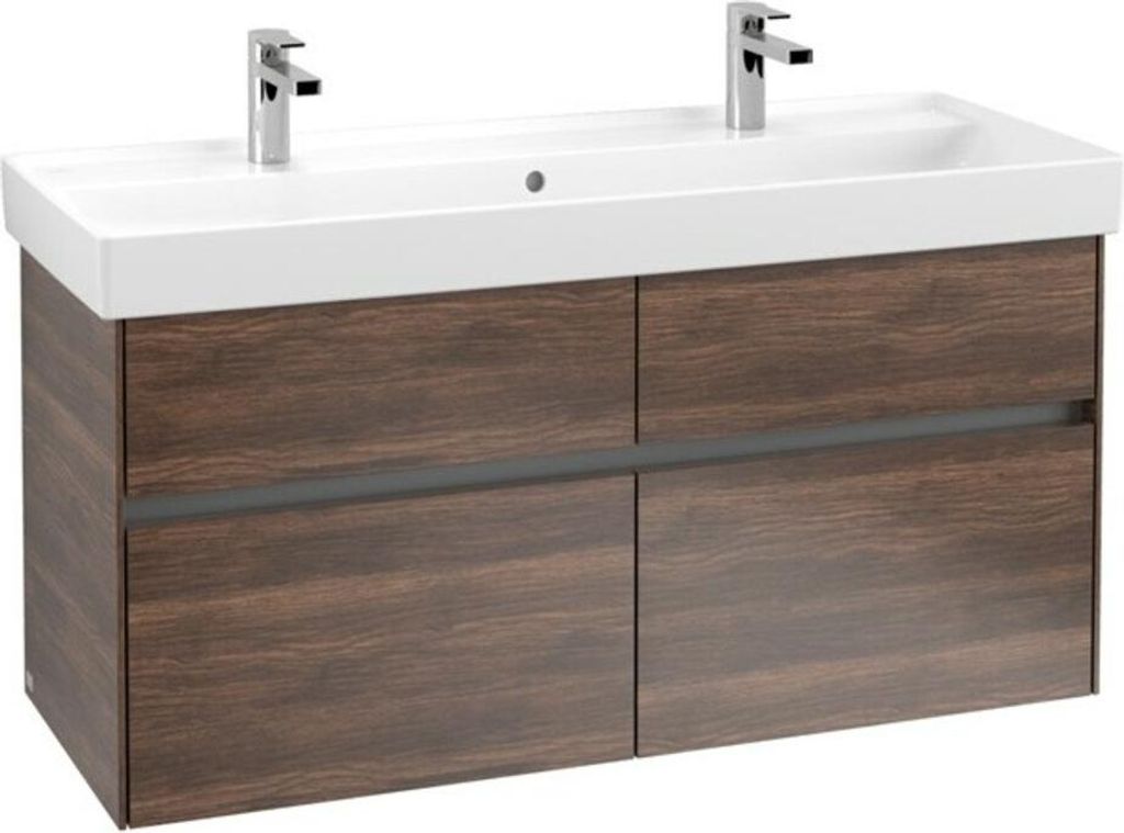 Villeroy & Boch Collaro Waschbeckenunterschrank, 4 Auszüge, Waschbecken mittig, mit integrierter Beleuchtung, 1154x546x444mm, C012B0VH