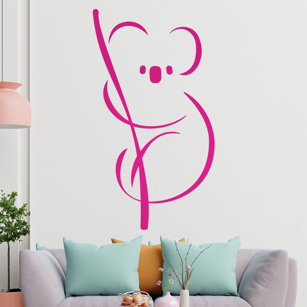 Koala Linien Wandtattoo in 6 Größen - Wandaufkleber Wall Sticker - Dekoration, Küche, Wohnzimmer, Schlafzimmer, Badezimmer