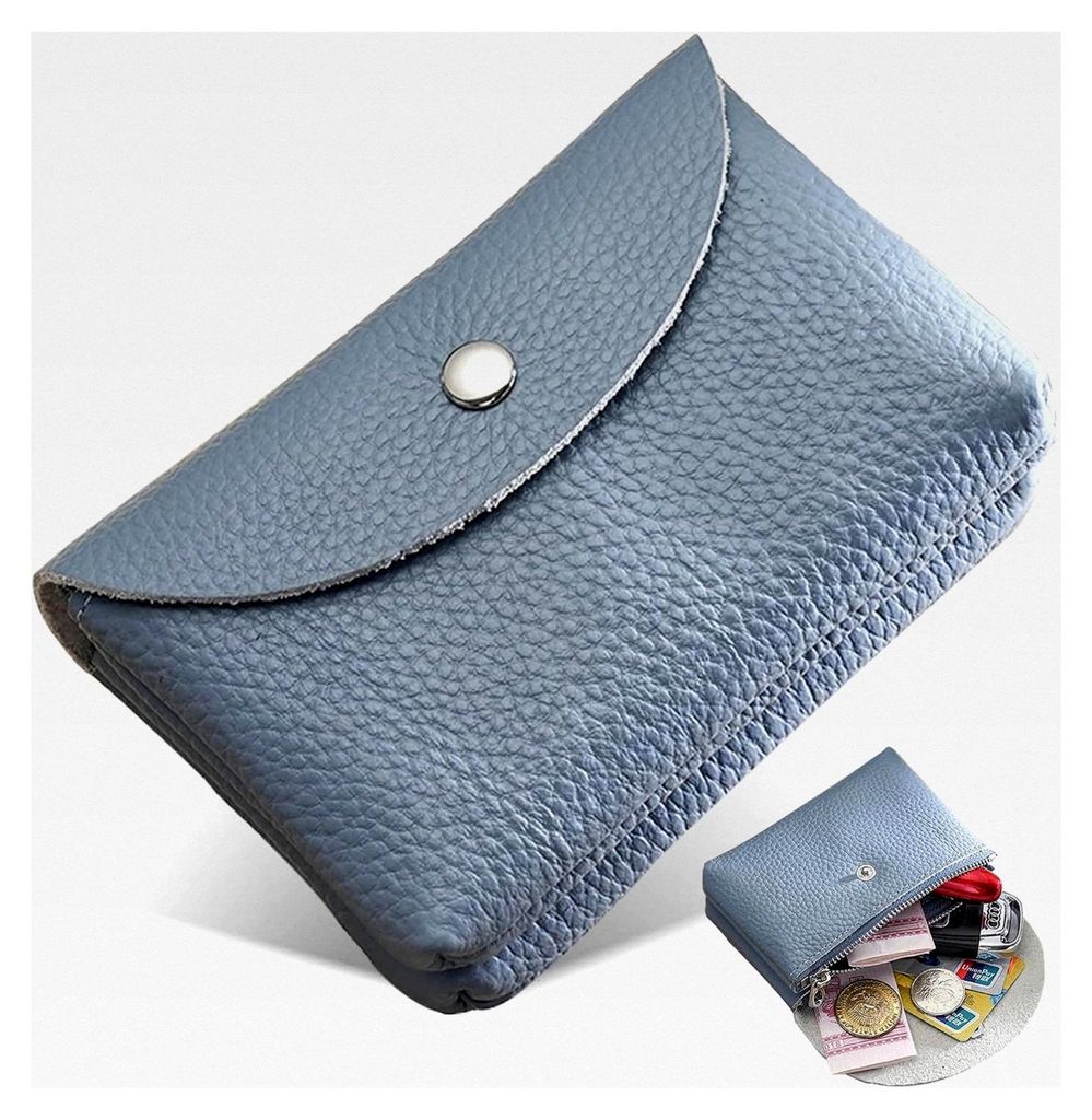 Damenportemonnaie - Doppelschicht | Leichte und weiche Geldbörse | Elegante Mini-Tasche mit mehreren Fächern (Himmelblau)