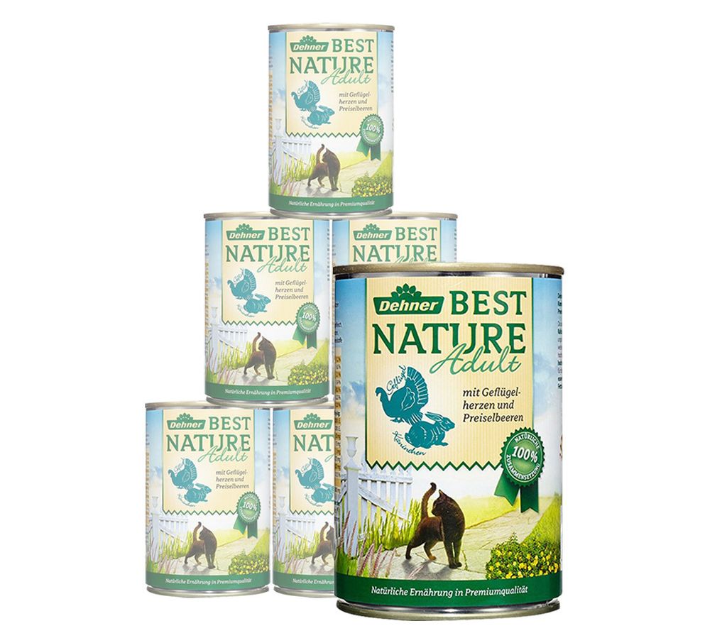 Dehner Best Nature Katzenfutter Senior, Nassfutter, für ältere Katzen, Lamm, 6 x 400 g Dose (2.4 kg)