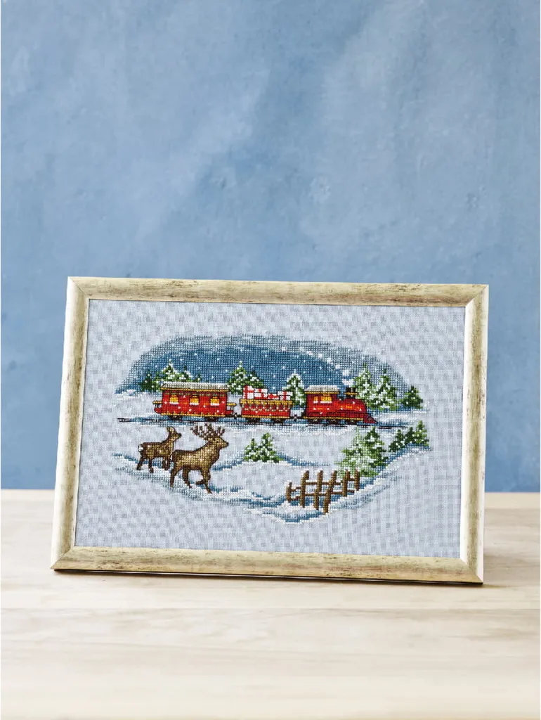 Kit broderie point de croix Train de Noël sans erreur motif à compter