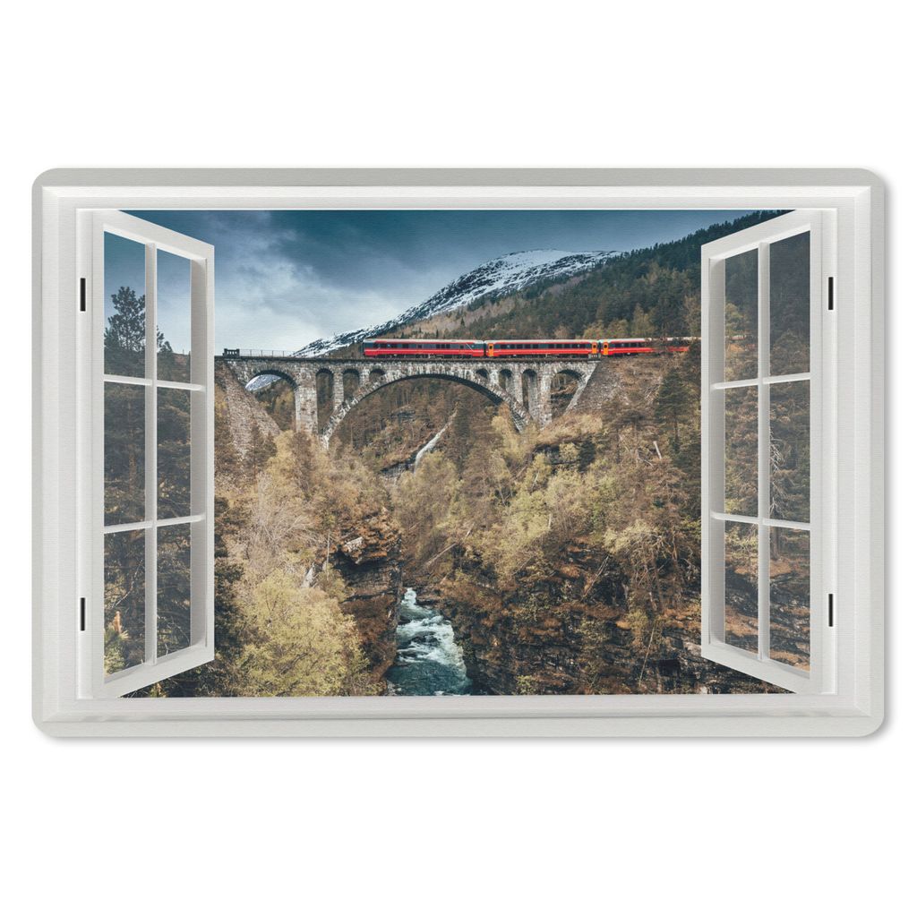 MuchoWow Schreibtischunterlage Aussicht - Berge - Brücke 60x40 cm - XXL Mauspad - Großes Mauspad