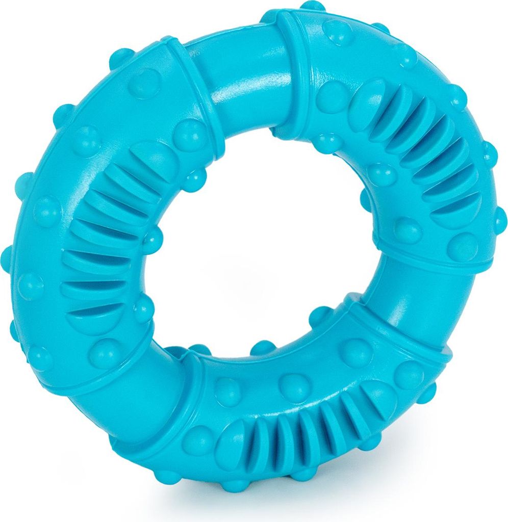 Intirilife Hunde Kauspielzeug 12.5 x 4 cm Kauring aus blauem Gummi zur spielerischen Zahnpflege und Erfüllung interaktiver Bedürfnisse großer un...