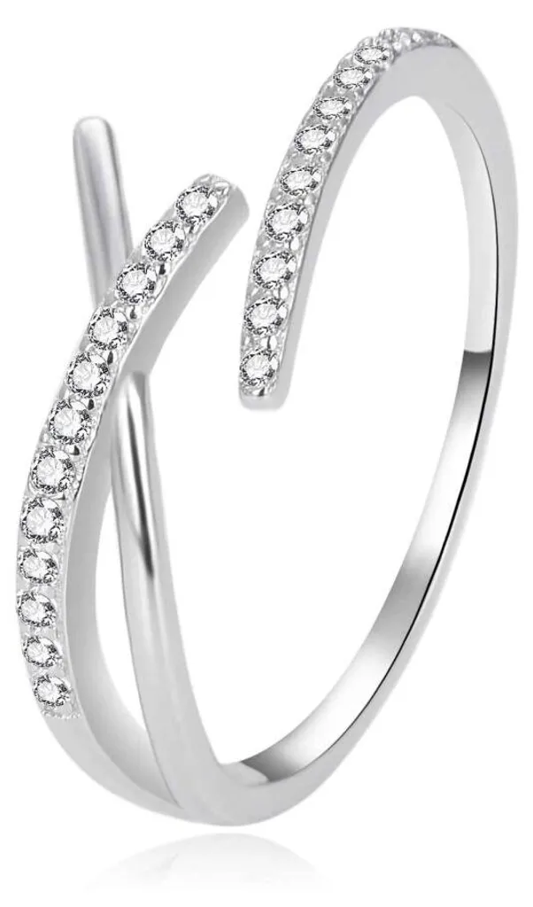 Bague élégante pour soirée en argent et zircons AGT-R59W - Taille 52