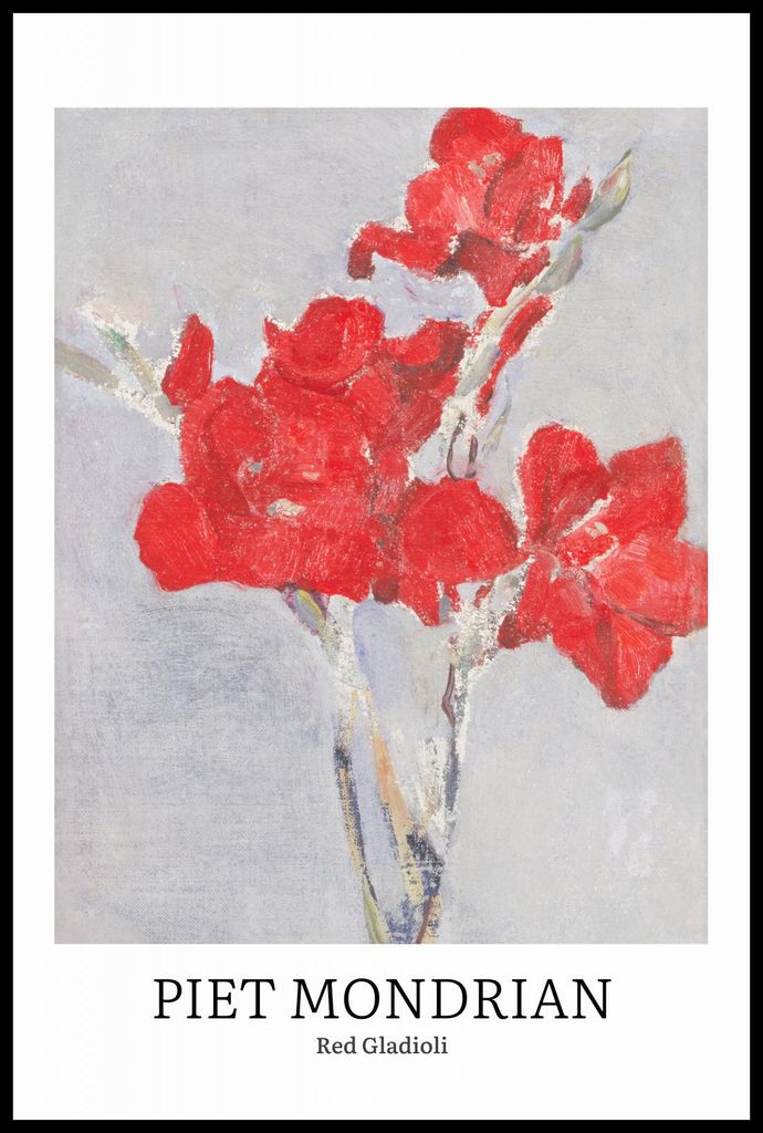 Plakat 61x91,5cm Design Rote Gladiolen, Mondrian Vintage für das Wohnzimmer